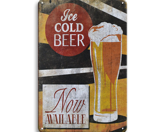 Metalen wandbord | Ice cold beer | Now available |