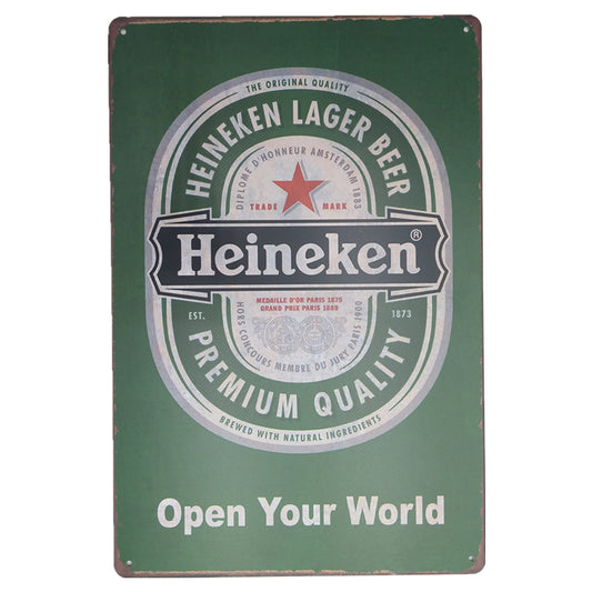 Metalen wandbord | Heineken |  Open Your World |