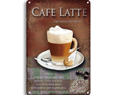 Metalen wandbord | Caffe latte |