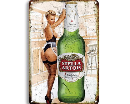 Metalen wandbord | Stella Artois | Vrouw |