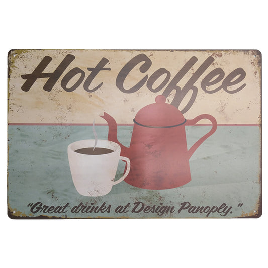 Metalen wandbord | Hot Coffee |