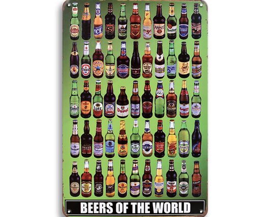 Metalen wandbord | Beers of the world |