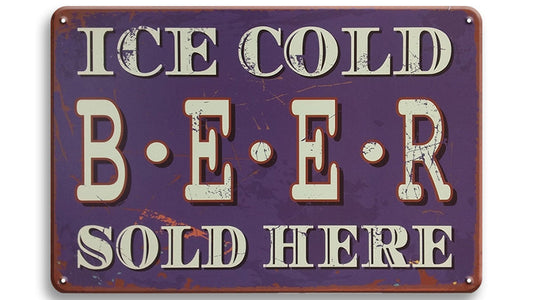 Metalen wandbord | Ice cold beer sold here |