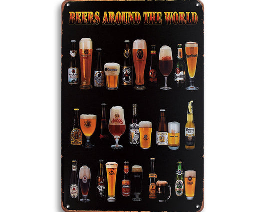 Metalen wandbord | Beers around the world #2 |