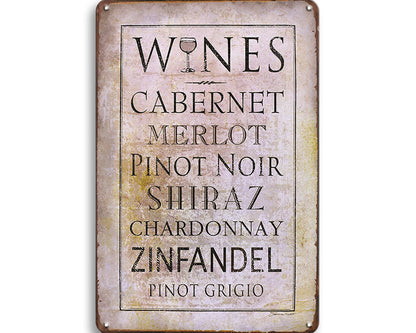 Metalen wandbord | Wines |