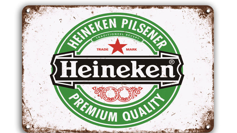 Metalen wandbord | Heineken | Wit |
