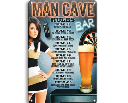 Metalen wandbord | Mancave rules |
