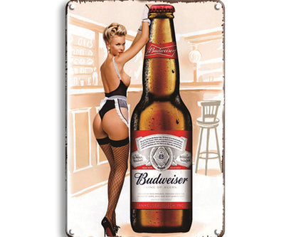 Metalen wandbord | Budweiser | Vrouw |
