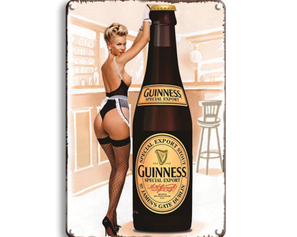 Metalen wandbord | Guinness | Vrouw |