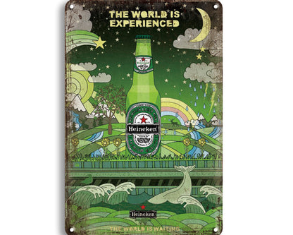 Metalen wandbord | Heineken | The world is experienced |