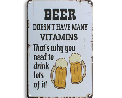 Metalen wandbord | Beer doesn't have many vitamins |