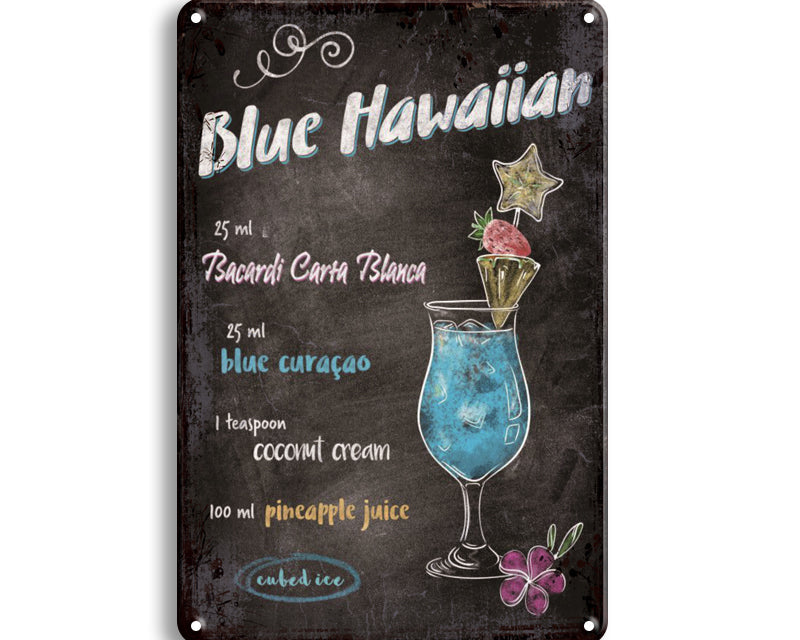 Metalen wandbord | Blue Hawaiian |