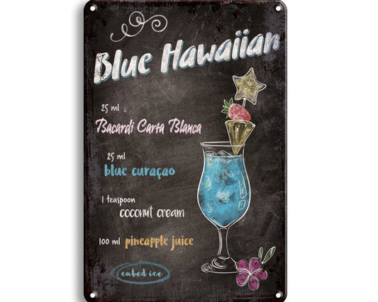 Metalen wandbord | Blue Hawaiian |