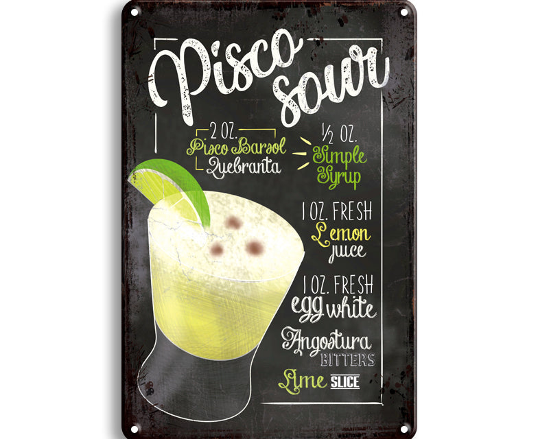 Metalen wandbord | Pisco Sour |
