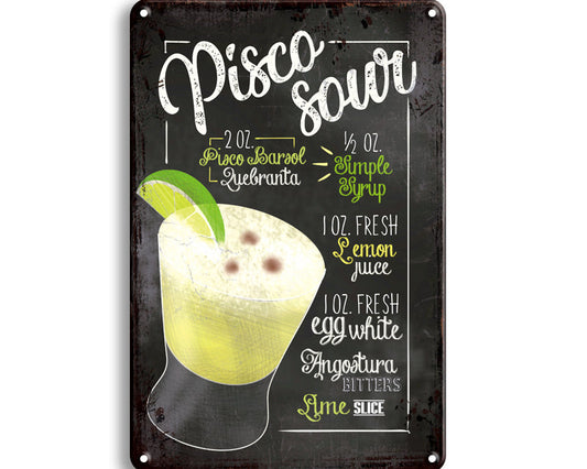 Metalen wandbord | Pisco Sour |