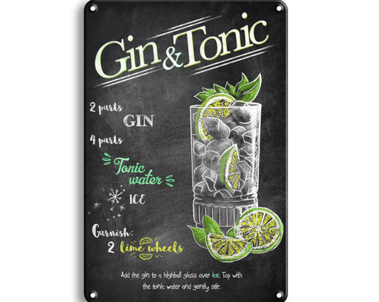 Metalen wandbord | Gin & Tonic |