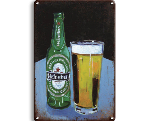Metalen wandbord | Heineken | Glas |