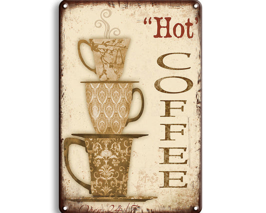 Metalen wandbord | Hot coffee |