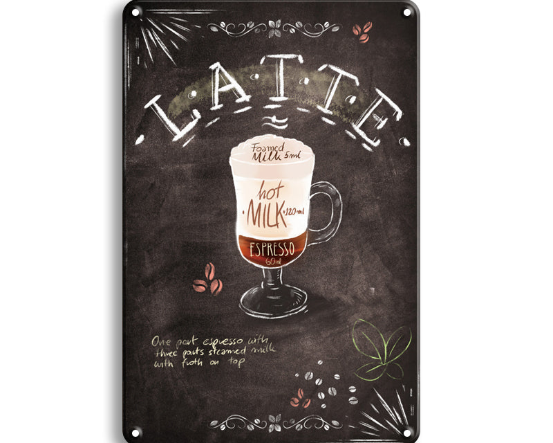 Metalen wandbord | Latte |