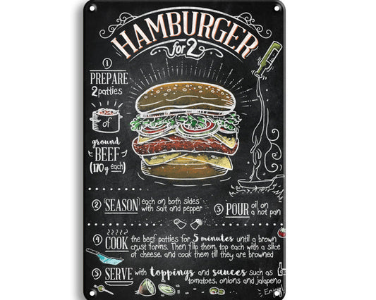 Metalen wandbord | Hamburger for 2 |
