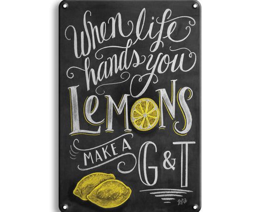 Metalen wandbord | When life hands you lemons make a G&T |