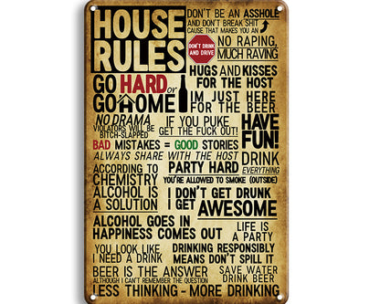 Metalen wandbord | House rules |