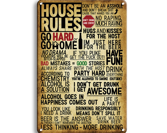 Metalen wandbord | House rules |