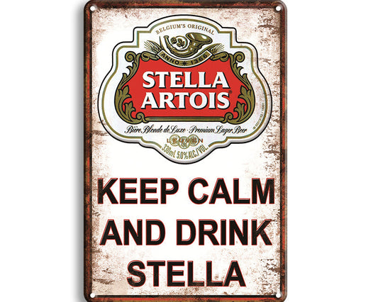 Metalen wandbord | Keep calm and drink Stella |