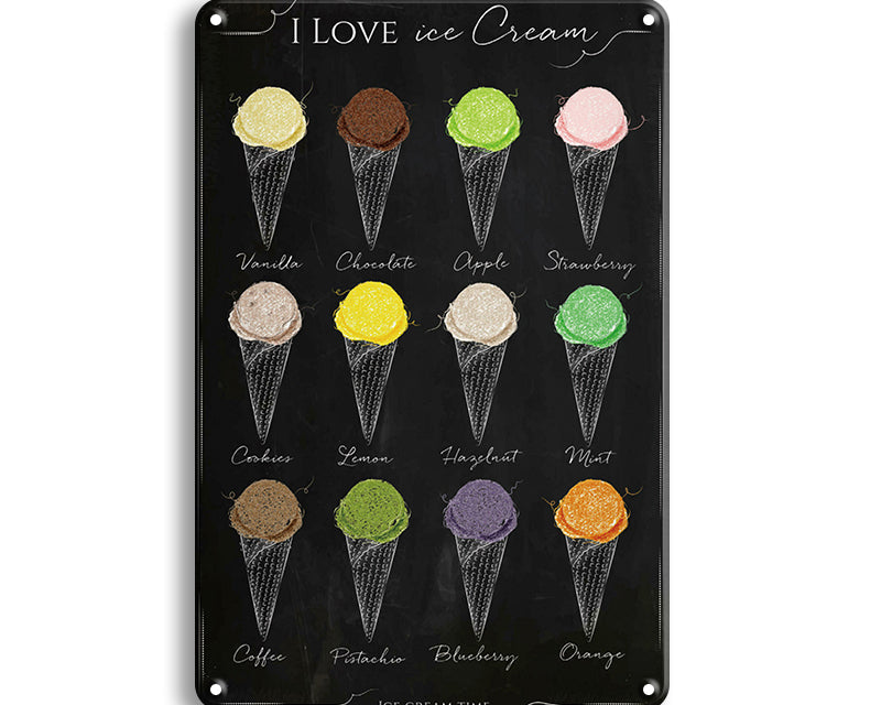 Metalen wandbord | I love ice cream |
