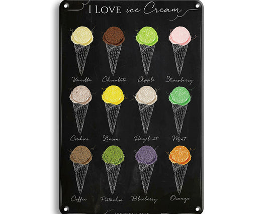 Metalen wandbord | I love ice cream |