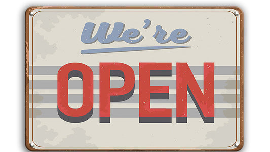 Metalen wandbord | We're open |