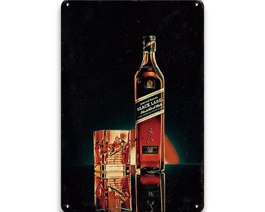 Metalen wandbord | Black Label met glas |