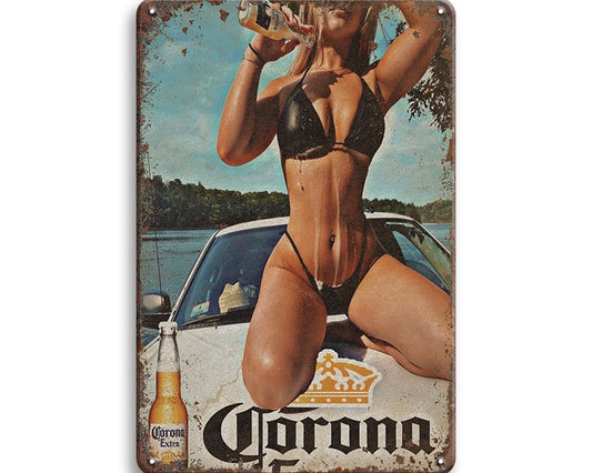 Metalen wandbord | Corona Extra | Vrouw |