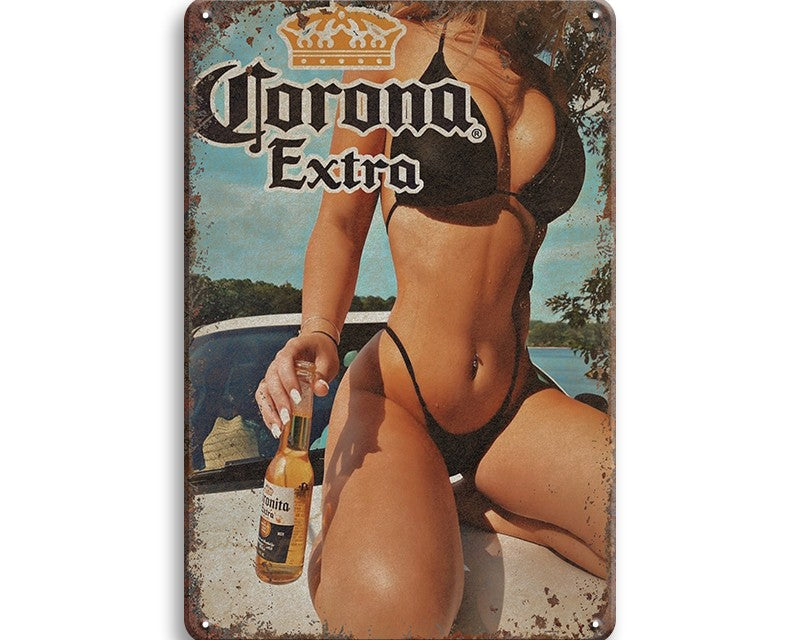 Metalen wandbord | Corona Extra | Vrouw #2 |