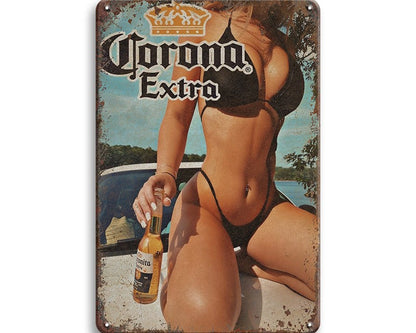Metalen wandbord | Corona Extra | Vrouw #2 |
