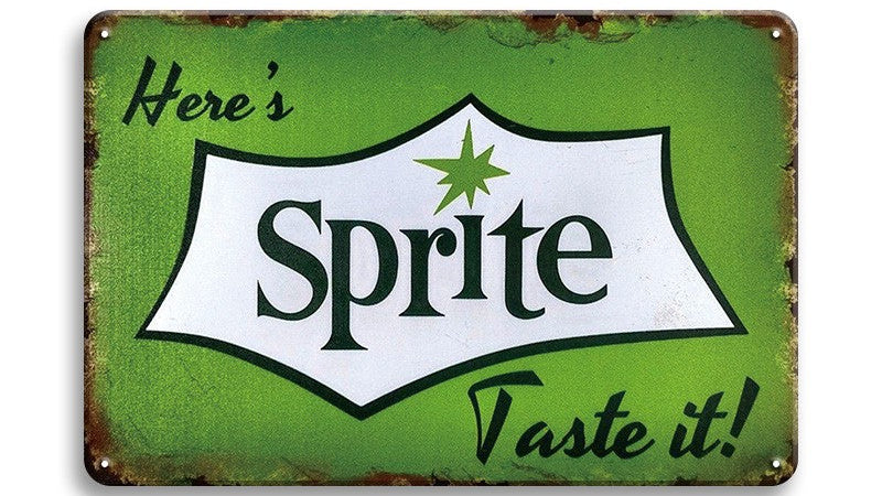 Metalen wandbord | Here's Sprite | Taste it! |