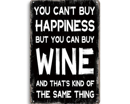 Metalen wandbord | Happiness | Wine |