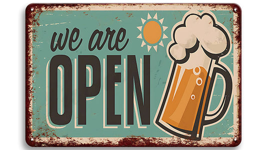 Metalen wandbord | We are open |