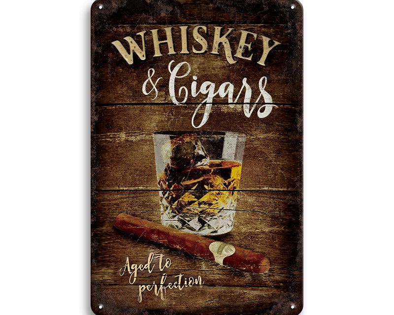 Metalen wandbord | Whiskey & Cigars |