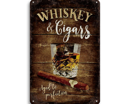 Metalen wandbord | Whiskey & Cigars |