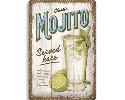 Metalen wandbord | Classic Mojito served here |
