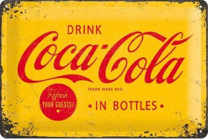 Metalen wandbord | Coca Cola geel logo | 20x30cm |