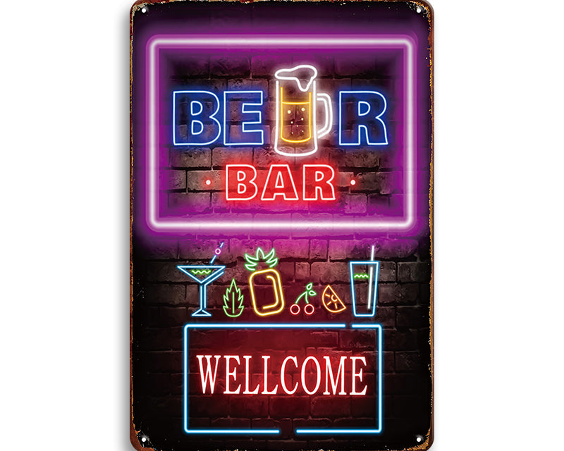 Metalen wandbord | Beer bar | Wellcome |