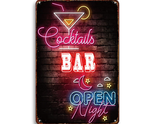 Metalen wandbord | Cocktails bar | Open |