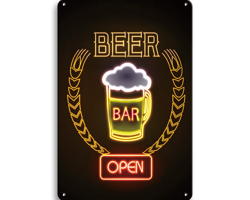 Metalen wandbord | Beer bar | Open |