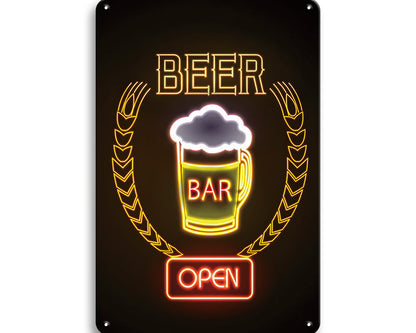 Metalen wandbord | Beer bar | Open |