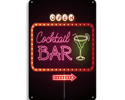 Metalen wandbord | Cocktail bar | Open |