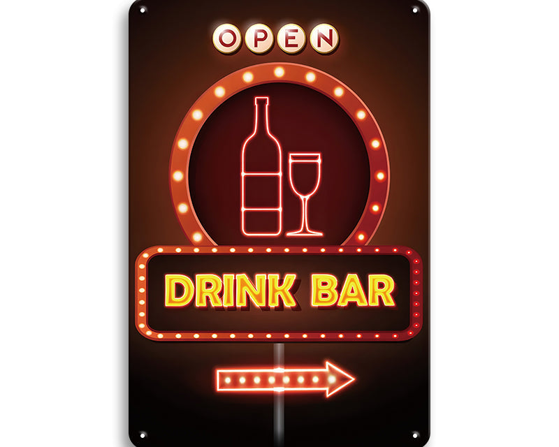 Metalen wandbord | Drink bar | Open |