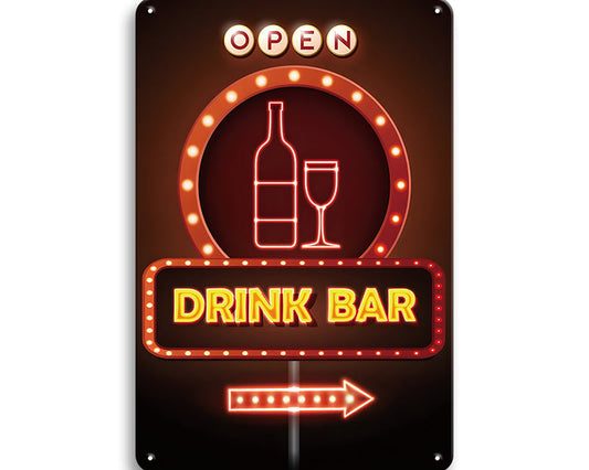 Metalen wandbord | Drink bar | Open |