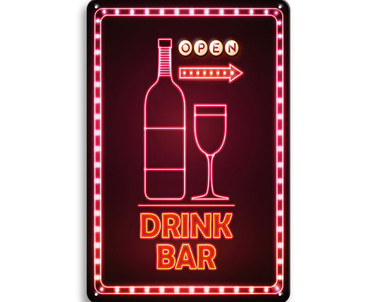 Metalen wandbord | Drink bar | Open #2 |